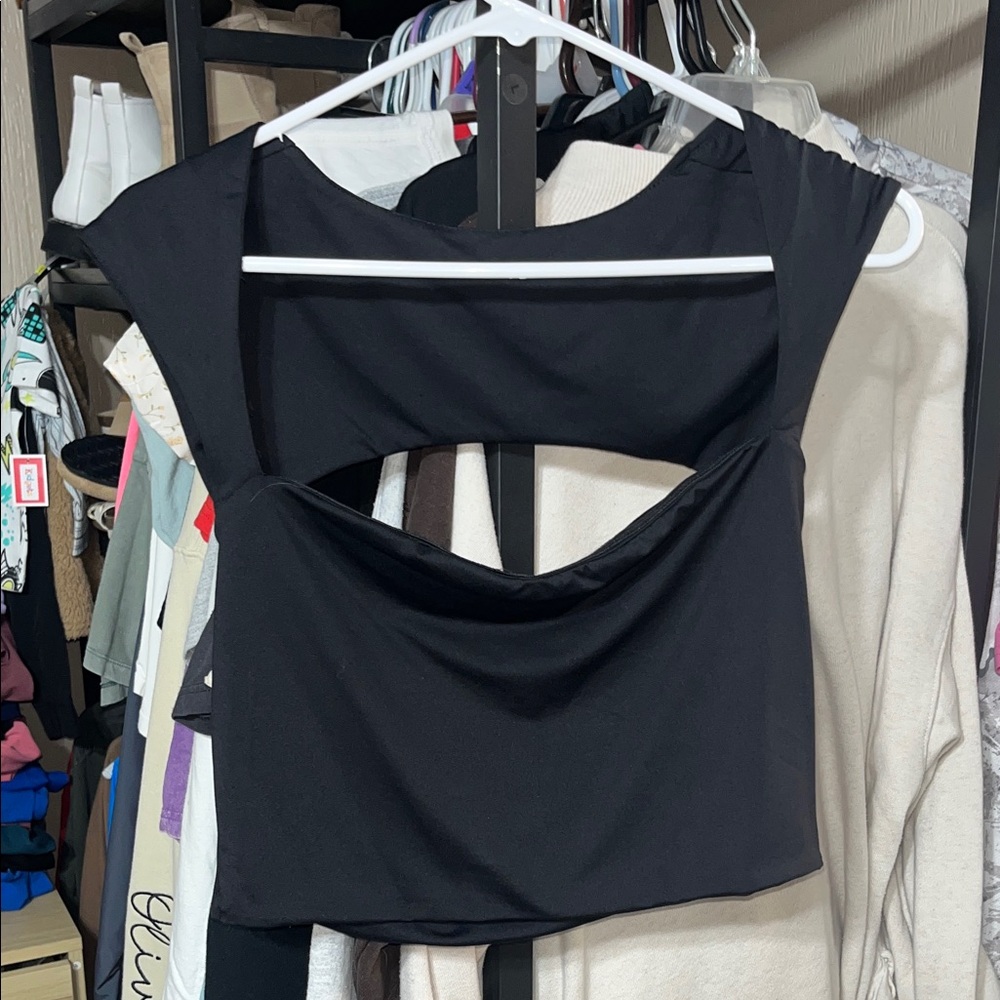 SHEIN Black Cutout Crop Top